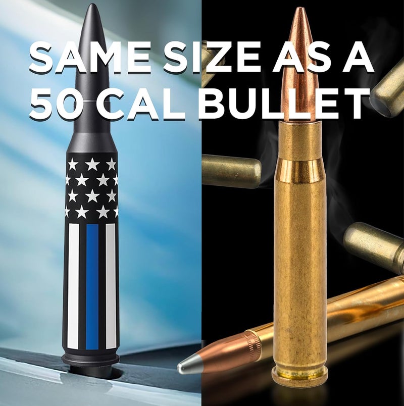 EcoAuto Badass Bullet Antenna Replacement for Dodge Ram & Ford F150 F250 F350 Super Duty Raptor Bronco Trucks - Anti-Theft Design-Radio Antenna for Truck 1990 - Current (American Flag Support Blue) - Image 5
